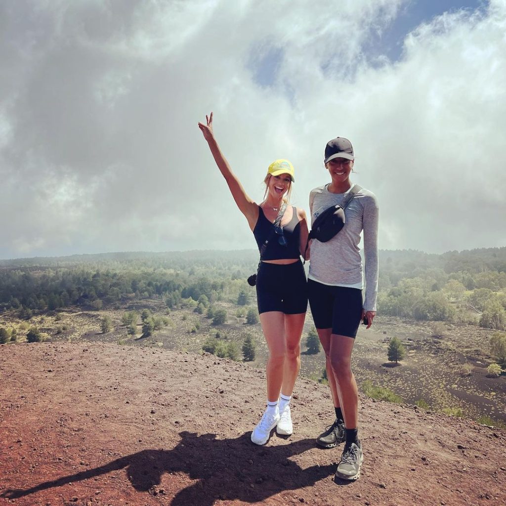 Cheryl with her friend on a trek